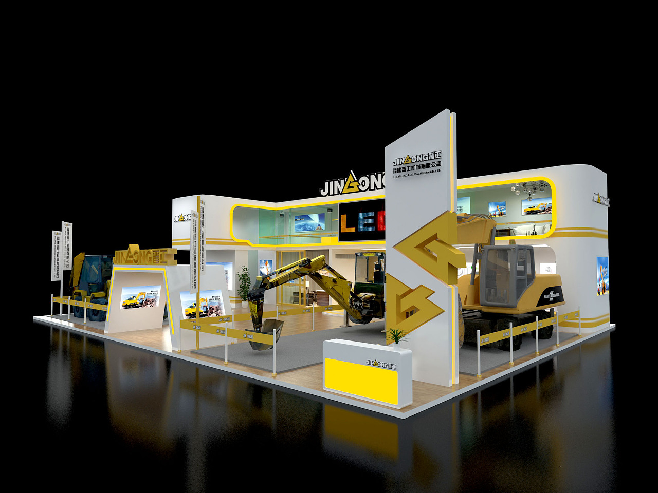 科技感特裝展臺設(shè)計(jì)，2021長沙國際工程機(jī)械展覽會指定搭建商！